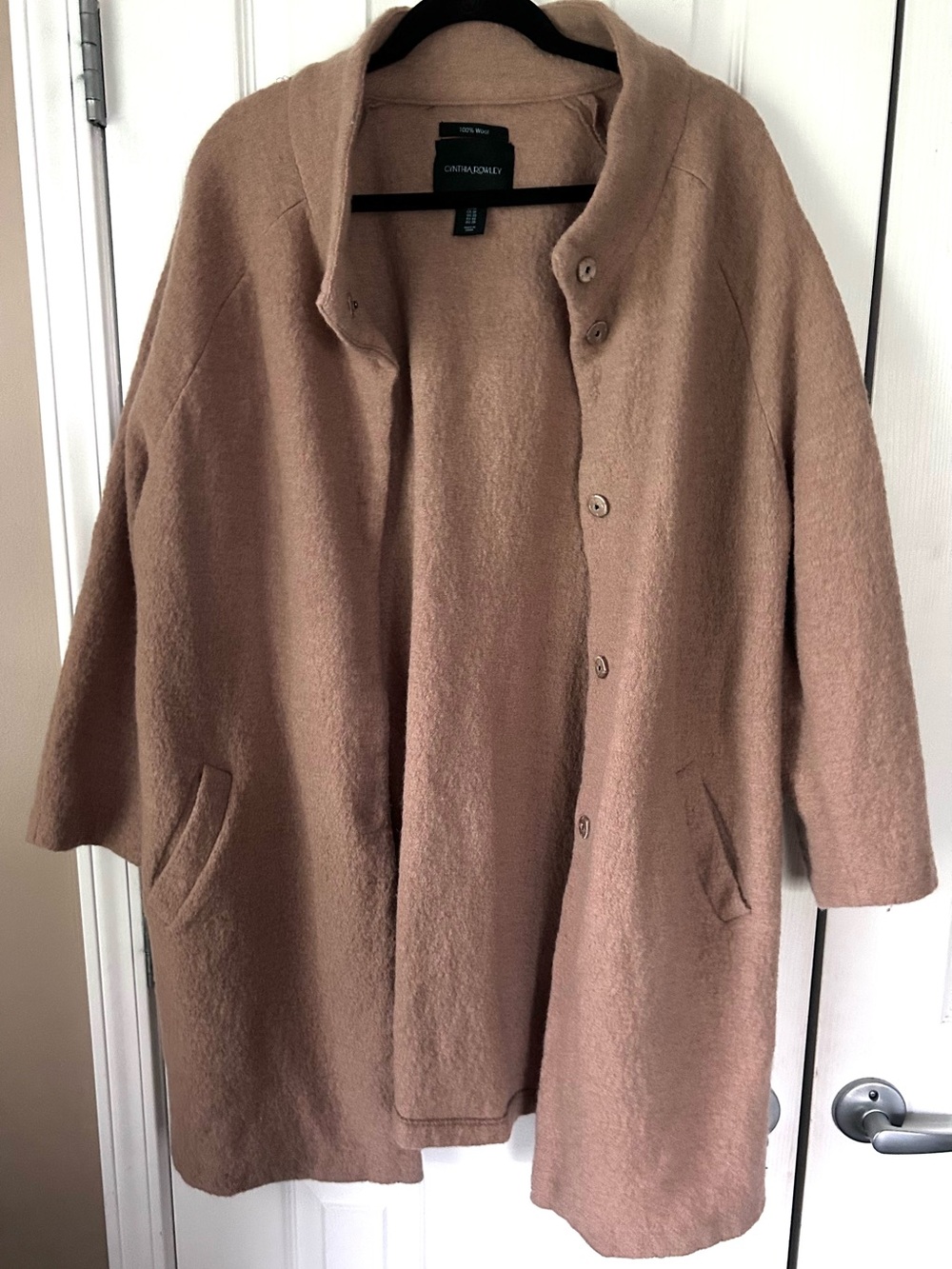 Cynthia Rowley 100% Wool Camel Coat Size 1X